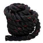 Fit Fusion Ultimate Fitness Strength Training Battle Rope for Gym, Home, Heavy Battle Rope, 1.5 Inches Diameter (40 FT, Black-Red)