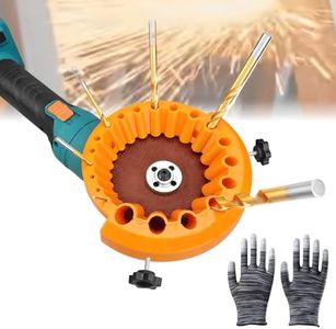 StyBtt Drill Bit Sharpener Grinder, New Drill Sharpener Machine, Grinding Attachment for Angle Grinder, Suitable for 2-13mm Drills and 115/125mm Grinding Wheels Angle Grinders, with Gloves (Orange)