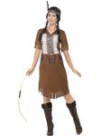 Smiffys Native American Inspired Warrior Princess Costume, with Dress & Headband, Cowboys and Indians Fancy Dress, Adult Dress Up Costumes