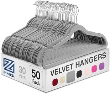 Zober Velvet Hangers 50 Pack - Heavy Duty Gray Hangers for Coats, Pants & Dress Clothes - Non Slip Clothes Hanger Set - Space Saving Felt Hangers for Clothing