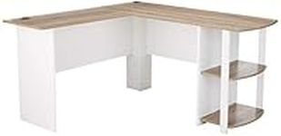 Ameriwood Home Dakota L-Shaped Desk with Bookshelves, White