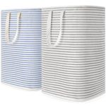 Lifewit 2 Pack Laundry Hamper Large Collapsible Laundry Baskets, Freestanding Waterproof Clothes Hamper with Easy Carry Handles in Laundry Room Bedroom Bathroom Dorm for Adults, Grey+Blue, 2 x 80L