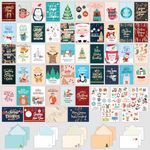 Decorably 50 Pack Foiled Bulk Christmas Cards with Envelopes & Stickers - 50 Unique Designs with Printed Message Christmas Cards Boxed With Envelopes, 5x7in Assorted Christmas Cards With Envelopes