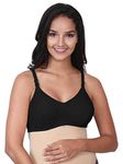 Mee Mee Women's 4 Ways Lycra Maternity Bra | Adjustable Straps, Non-Padded, Non-Wired Nursing Bra | Full Cup Feeding Bra | Double Layered Nursing Bra (Black)