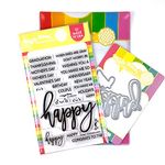 Waffle Flower Oversized Happy Combo - Every Day and Especially on celebratory Occasions, Send Cheerful Wishes with The Oversized Happy Stamp Set by Cardmaker JJ Bolton!