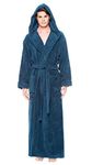 Arus Men's Hood'n Full Ankle Length Hooded Turkish Cotton Bathrobe Ocean Blue X-Large