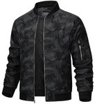 TACVASEN Bomber Jacket Men Summer Lightweight Jacket Casual Varsity Jackets Sports Baseball Jacket Windbreaker Black Camo