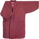 WATANOSATO Long Hanten (Cotton Jacket Made in Japan Kimono-style) Japanese Clothes Size Womens, Hail of Red and White Color (Base Red), Medium