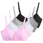 Radsocken 4 Pack Sports Bra for Girls, Cotton Training Crop Bras Seamless Sports Underwear with Adjustable Strap, Teenage Girls Crop Top for 10-16 Years(Multicolor 2)