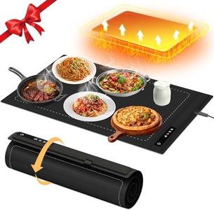 Electric Warming Tray with Adjustable Temperature-Portable Warming Mat for Food,Roll Up Silicone Food Warmer for Parties with 3 Temperature Settings,Versatile Food Warmers for Parties Buffet (Black)