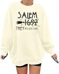 Salem 1692 They Missed One Sweatshirt for Women Halloween Witches Shirt Crewneck Long Sleeve Pullover Top, Apricot, Small