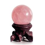 Polar Jade Rose Quartz Crystal Sphere 30mm / 1.2" Diameter, for Decoration, Healing, Meditation, Scrying Mirror, Feng Shui, Hand-Made (30 mm)