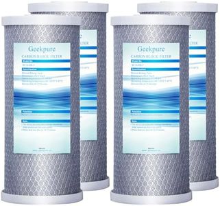 Geekpure 10 Inch Carbon Block Water Filter Reduce Chlorine Taste Odors for Whole House Filtration- 4.5 Inch x 10 Inch -5 Micron-Pack of 4