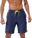TACVASEN Swim Shorts Men Summer Beach Shorts Quick Dry Surf Shorts with Pockets Surfing Shorts Holiday Bathing Shorts Navy Blue