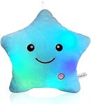 KAHEAUM Star Pillow Creative Twinkle Glowing LED Night Light Up Plush Pillows Stuffed Toys Birthday Gifts for Toddlers Kids Girls Boys Children Friends,Couch Bed Light Blue Throw Pillows Decorative