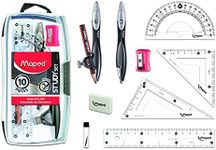 Maped Study Geometry 10 Piece Set - Advanced Student Kit - Precision Tools - Durable & Ergonomic Design - Enhances Creativity - Quality Materials