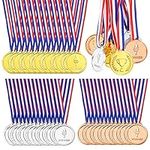 Pllieay 48 Pieces Plastic Winner Medals, Winner Award Medals, Gold Silver and Bronze Medals for Sports, Competition, Talent Show, Spelling Bee, Gymnastic Birthday Party Favors and Awards