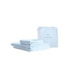 CUBE HOME - Luxury Bedding 4 Pcs Set (240x220cm Duvet Cover + 2 75x50cm Pillowcases + Deep Pocket Fitted Sheet) 100% Natural Bamboo Soft Cooling Anti-Allergy Anti-Bacterial King Bed Light Blue