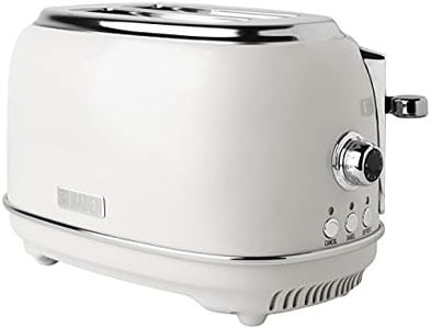 Haden Heritage 76018 Stainless Steel 900W Retro Toaster 2 Slice Wide Slot w/Removable Crumb Tray and Settings, Ivory/White Toasters w/Adjustable Browning Control, Smart Toaster
