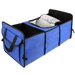 Fifth Gear Two-In-One Collapsible Portable Car Boot Organiser with Built-in Cooler Bag Foldable Shopping Tidy Storage Bag Holder Trunk Organizer (Blue)