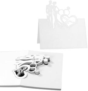 Tarjetas Mesa, 50 tarjetas de nombre de boda blancas tarjetas de lugar de papel perlado, tarjetas de número de asiento hueco para bodas, fiestas, banquetes