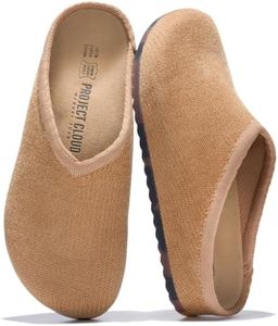 Project Cloud Casual Clogs for Women - Genuine Leather SmartFoam Arch Support Insole Womens Slippers Cashmere Knit Slides - Slip On Shoes for Women Non-Slip Mules & Clogs (Nella, Butternut Knit,6M)