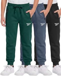 Reebok 3 Pack Boys Fleece Joggers Zipper Pockets Athletic Pants Sweatpants