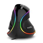 DeLUX Wired Ergonomic Mouse, Large Vertical Mouse, RGB Backlit, 12800 DPI, Removable Wrist Rest, 6 Programmable Buttons, for Carpal Tunnel, for Laptop/PC/Mac (M618Plus RGB)