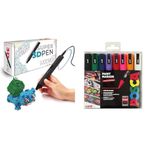 MYNT3D Super 3D Pen, 1.75mm ABS and PLA Compatible 3D Printing Pen & Posca PC-5M Water Based Permanent Marker Paint Pens. Medium Tip for Art & Crafts. Multi Surface Use