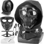 ACTIONUNION Airsoft Mask Full Face Skull Balaclava Face Mask Men Skeleton Mask Tactical Protective Paintball Mask Cosplay Costume (Black)