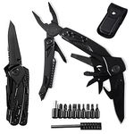 Multitool Pocket Knife, 15 in 1 Folding Multitool with Pliers Knife Bottle Opener Screwdriver Whistle with Portable Nylon Sheath, Gifts for Dad Men Outdoor Survival Camping Hiking Gear