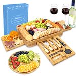 Yearvot Cheese Board Gift Set, Charcuterie Platter Knife Set and Round Fruit Plate, Chic Gift Box for Women, Birthday Anniversary, Wedding, Christmas, Housewarming