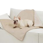 LE SURE Waterproof Dog Blanket Washable - 100x80cm Fleece Pet Blanket For Medium Dogs and Cats, Personalised Kitten Throw Protects Bed and Sofa with Soft Plush, Cream