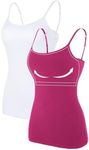 ATTRACO Tops for Women with Built in Bra Spaghetti Strap Tank Magenta Purple Shapewear for Casual S