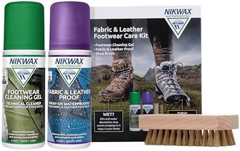 Nikwax FABRIC & LEATHER FOOTWEAR CARE KIT includes Cleaner for Waterproof Shoes & Spray On Waterproofer for Footwear with Shoe Brush, Highly Effective Cleaning and Waterproofing Footwear Products