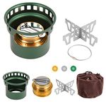 HUANSHA 2 In 1 Mini Alcohol Stove For Camping, Portable Alcohol Burner With Stainless Steel Cross Stand, Storage Bag, Lightweight Tiny Brass Stove For Backpacking Emergency Outdoor Coffee