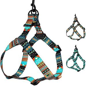 CollarDirect Adjustable Dog Harness Tribal Pattern Step-in Small Medium Large, Comfort Harness for Dogs Puppy Outdoor Walking (Pattern 2, Large)