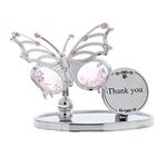 CRYSTOCRAFT GIFT CHROME PLATED BUTTERFLY THANK YOU WITH SWARVOSKI CRYSTAL ELEMENTS