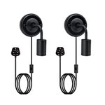 Black Metal Wall Sconce 2 Pack, Industrial Wall Light with Plug and Switch, Sconce Fitting with 180CM Cable, E27 Wall Lamp Holder, Plug in Wall Lights for Bedroom