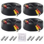 ANLINK 4 Pack 100ft/30M All-in-One Video Power Cables, BNC Extension Surveillance Camera Wires for CCTV Security DVR System Installation (8pcs BNC Connectors, 100pcs Cable Clips)