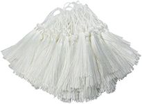 Makhry 100pcs 13cm/5 Inch Silky Floss Bookmark Tassels with 2-Inch Cord Loop and Small Chinese Knot fo (White)