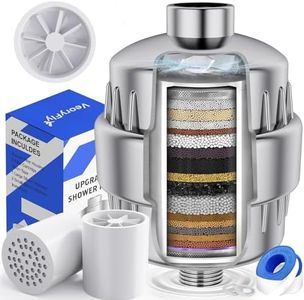 Filtre de Douche avec Turbine Rotative à 37 Étapes - Adoucisseur d'eau Douche avec 2 cartouches de filtre remplaçables, Filtre Douche Anti Calcaire pour Éliminer le Chlore et le Fluorure