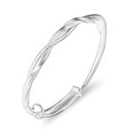 Silver Bangle Bracelet Adjustable Fit All Size, Fidget Bracelet Anxiety Relief Bracelet Classic Silver Charm Bracelet Bangle for Women Girls Ladies Birthday Valentine Graduation Gift