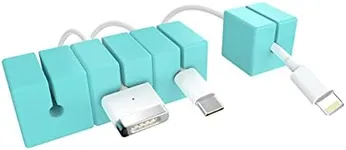 Function101 Cable Blocks - 4 Pack - Blue Color - Weighted and Magnetic Cord Holder/Cable Organizer - Flexible Silicone Blocks for Desk, Home, Office, Nightstand