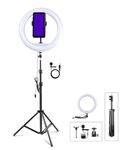 ADZOY Combo of 12 inch LED Ring Light with 210 CM (6.9 Feet) Metal Tripod and Metal Collar Lapel Microphone 3.5mm for Cell Phone, Baking, Craft, Calligraphy, Drawing, Online Lesson, Video Recording