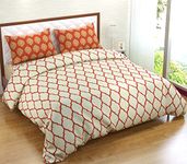 Trance Home Linen 200TC 100% Cotton Printed Zippered Duvet Cover/Blanket Cover/Quilt Cover | Comforter Cover/Razai Cover | Queen Size with 2 Pillow Covers (90 x 102 Inch | Dori & Damask Clay Red)