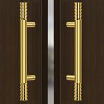 Plantex Stainless Steel Lotus Main Door Handle/Pull-Push Handles for Main Door/Wooden & Glass Door Handle - Pack of 2 (PVD Gold) - 3 Years Warranty