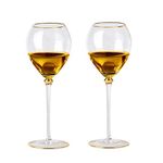 GOCART WITH G LOGO Crystal Clear Bordeaux Stem Wine Glass (Bordeaux Wine Glass Gold Rim (Pack of 2))