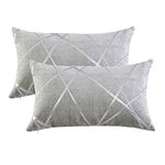 GIGIZAZA Cushion Covers 30 x 50 cm Silver Grey Square Small Chenille Decorative 12 x 20 Inch Pillowcases for Sofa Bedroom Living room Set of 2