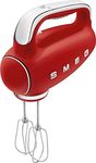 Smeg HMF01RDUK Hand Mixer with Turbo Function, 3 Attachments, LED Display, Retro 50's Style, 250W, Red